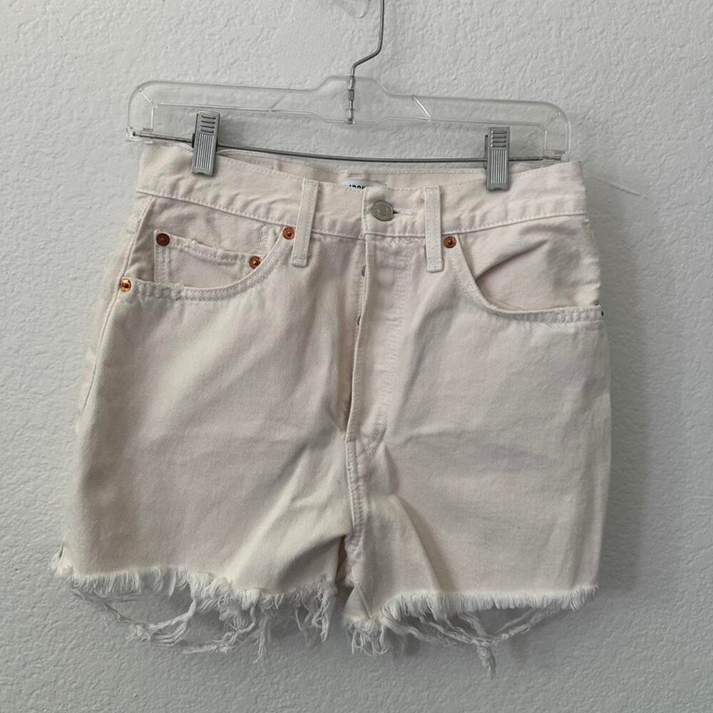 Redone white denim shorts
